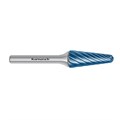 Rotary Burr, KEL, Ball Nosed Cone, HP9 Inox Cut, Blue-Tec Coated Alternative Image