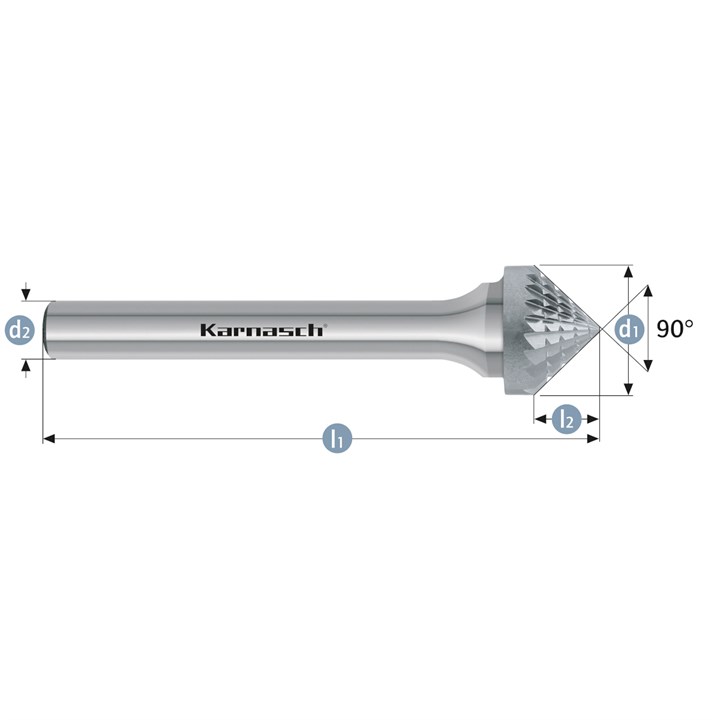 Rotary Burr, KSK, Countersink 90 Degree, HP3 Cut, Uncoated
