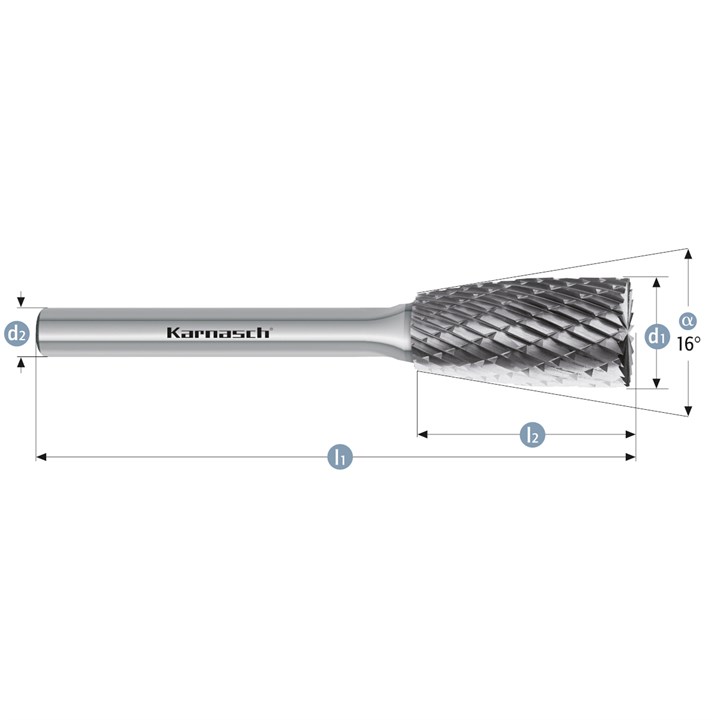 Rotary Burr, Combi + Form, ZYB+WKN, Cylindrical with End Cut + Inverted Cone, Uncoated