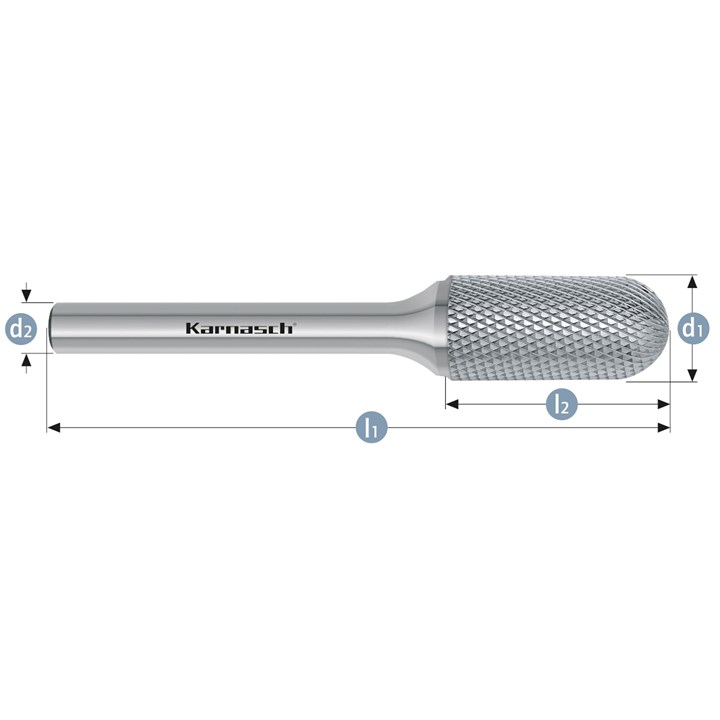 Rotary Burr, WRC, Ball Nosed Cylinder, HP11 Cut, Uncoated