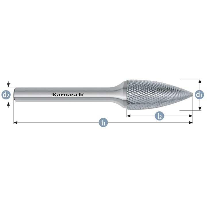 Hartmetall-Frässtift, SPG, Spitzbogen, HP-11-VERZAHNUNG, unbeschichtet