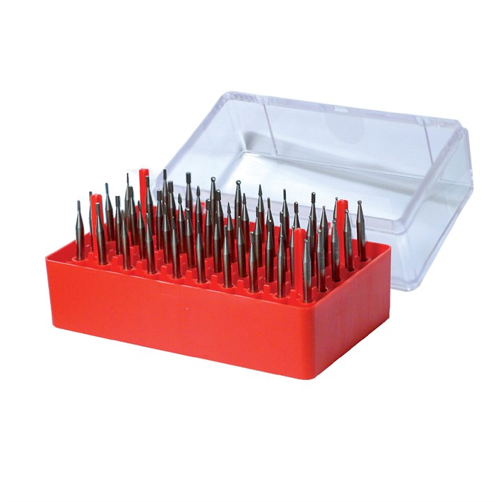 Mini Rotary Burrs kit, Diameter 1 to 1,5mm, 3mm Shank, Universal Fine Cut, Uncoated