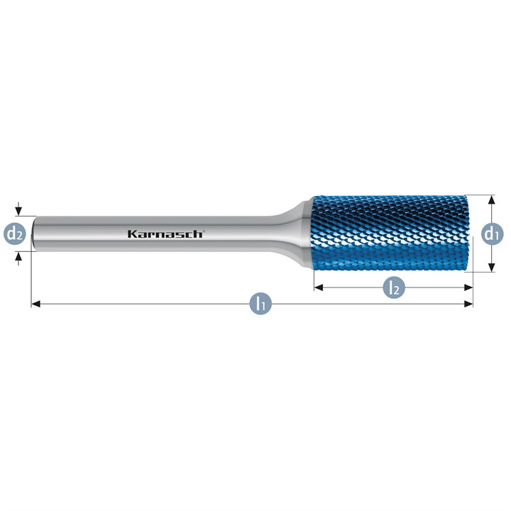 Rotary Burr, ZYB, with End Cut, HP11 Cut, Blue-Tec Coated