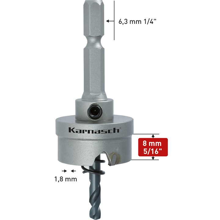 Hartmetall-bestückte Lochsäge EXTRA EASY-CUT 3, Nutzlänge 8 mm