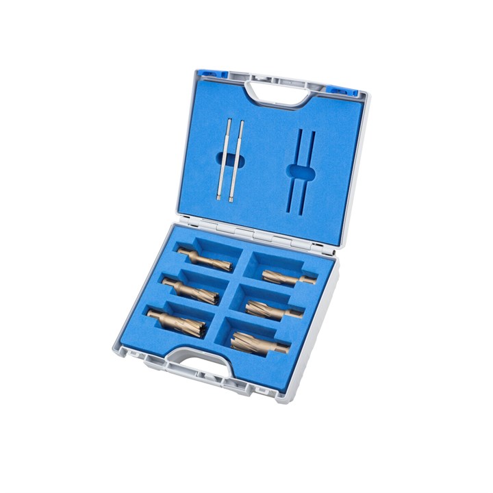 6 Piece Set, Carbide tipped Annular Cutters, Fein Quick-In Shank, Drill Depth 40mm, Hard Line