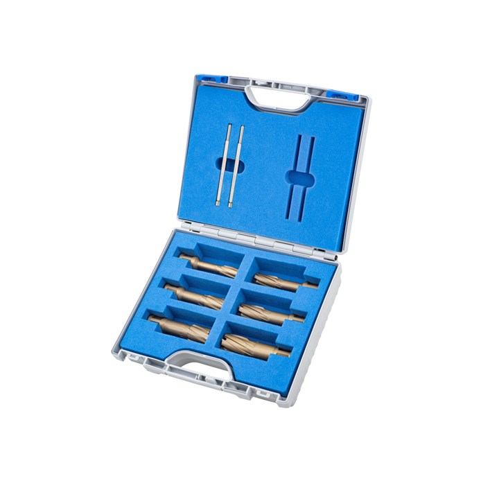 6 Piece Set, Carbide tipped Annular Cutters, Fein Quick-In Shank, Drill Depth 55mm, Hard Line
