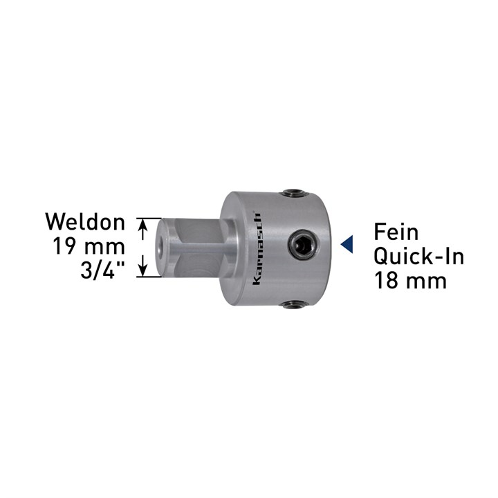 Adapter for ejector pin, Weldon 19mm / Fein Quick-In shank