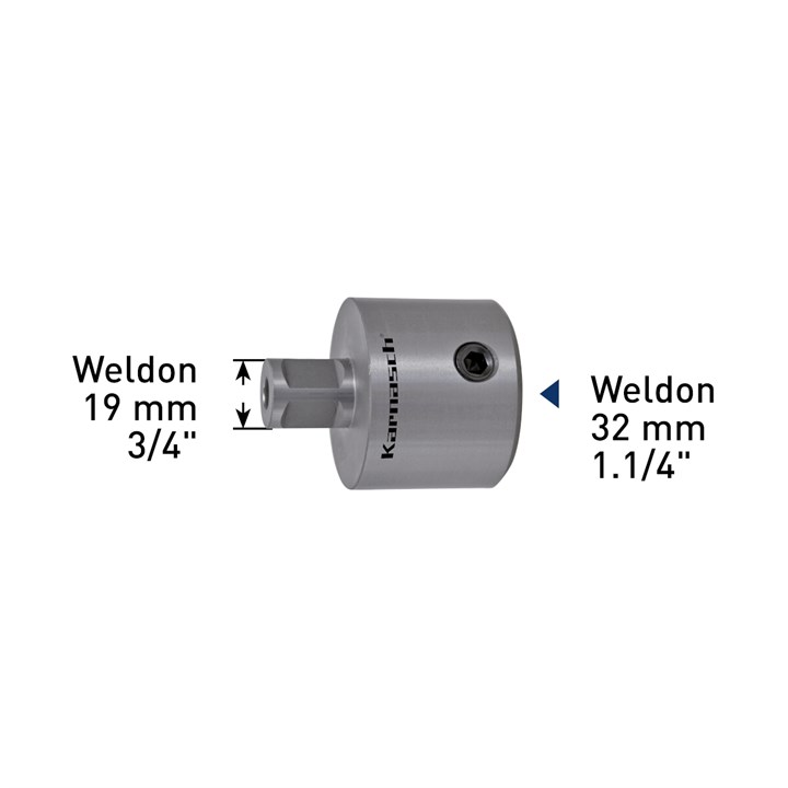 Adapter with bore 7.98mm, Weldon 19mm, 3/4 Inch, Weldon 32mm, 1 1/4 Inch