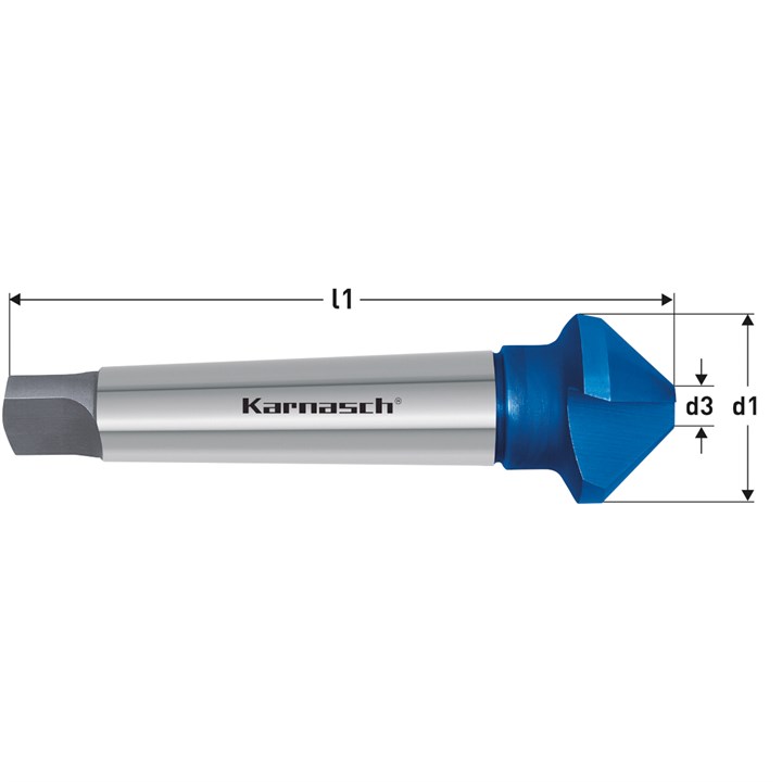 HSS-XE + BLUE-TEC beschichteter Kegelsenker DIN 335 Form D 90 Grad, Morsekonus