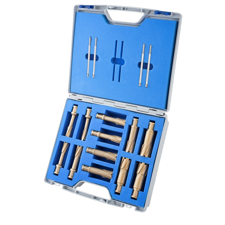 12 Piece Set, Hard Line, carbide tipped Annular Cutters, Drill Depth 55mm, Nitto/Uni Shank 19mm