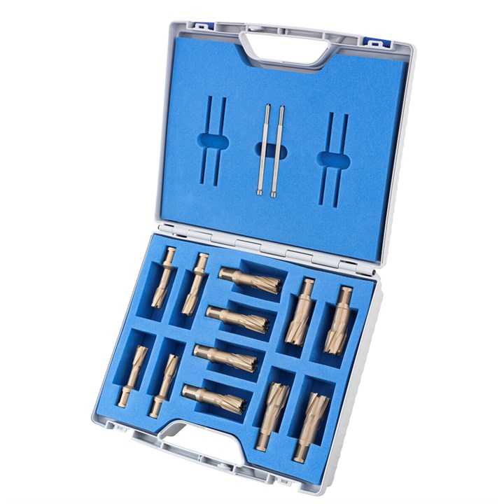 12 Piece Set, Hard Line, carbide tipped Annular Cutters, Drill Depth 40mm, Nitto/Uni Shank 19mm