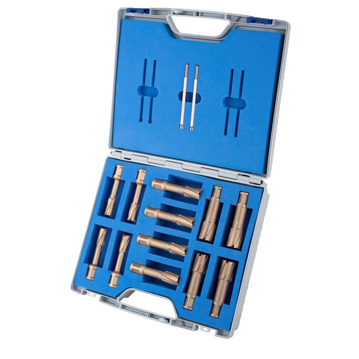 12 Piece Set, Hard Line, carbide tipped Annular Cutters, Drill Depth 55mm, Nitto/Uni Shank 19mm