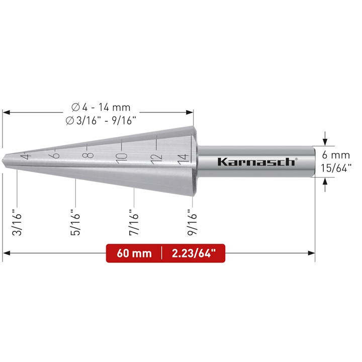 HSS-XE Blechschälbohrer, Durchmesser 3-14 mm, CBN geschliffen, 2 Schneiden