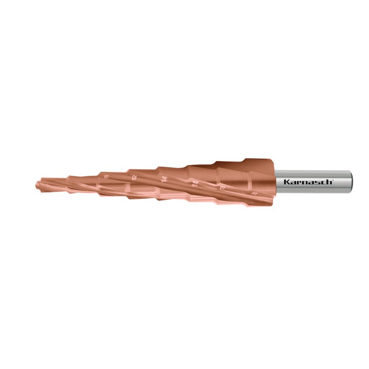 KARNASCH Step drill HSS-XE, POWERCUT10 PRO Titan-Tec coated Spiral fluted - 4 cutting 6-120mm