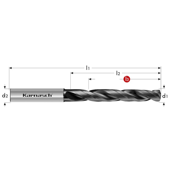 Solid Carbide High Performance IQ-Drill, Internal Cooling, 4 Chamfer, H7 Tolerances