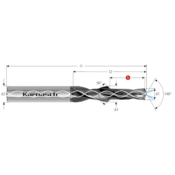 High Capacity Solid Carbide Subland Twist Step Drill, Internal Cooling