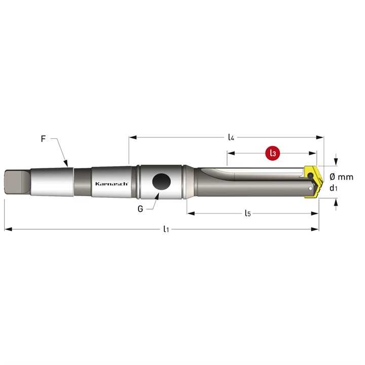 Spade Drill Holder, Straight Fluted, Morse Taper Shank, ISO 296 type BEK