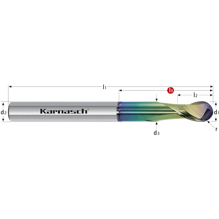 Solid Carbide Ball Nose End Mill, Long