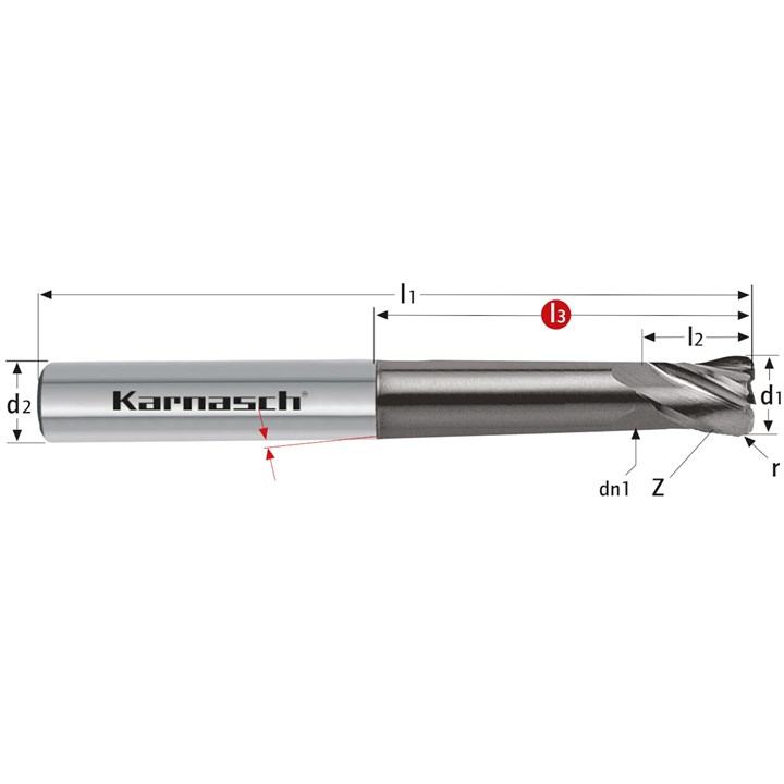 Solid Carbide End Mill, Corner Radius, Short, Rockwell Cutter