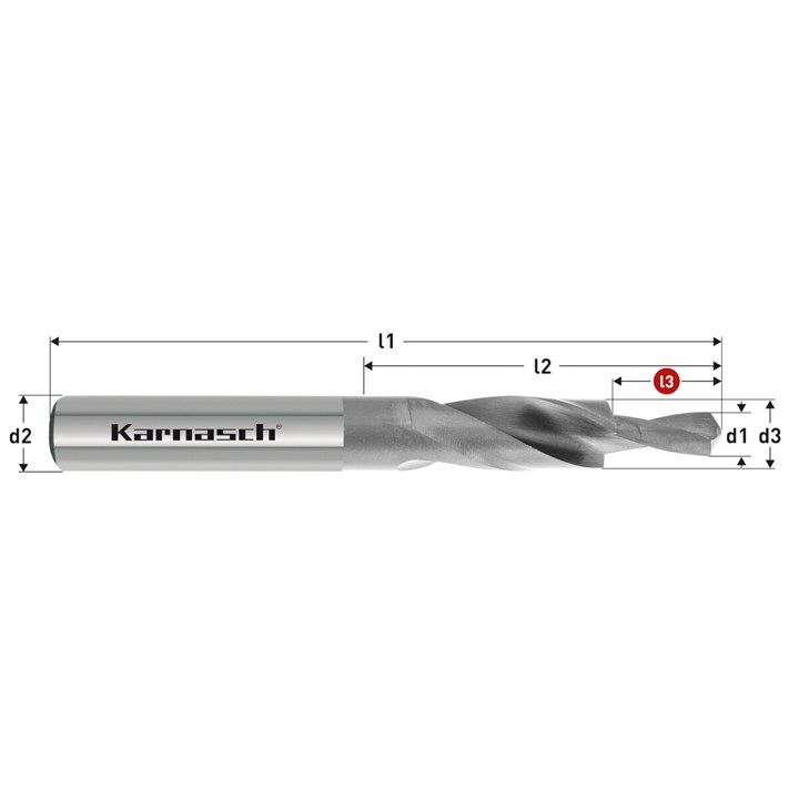 HSS-XE Stub Subland Drill for through holes, 180 Degree Countersink