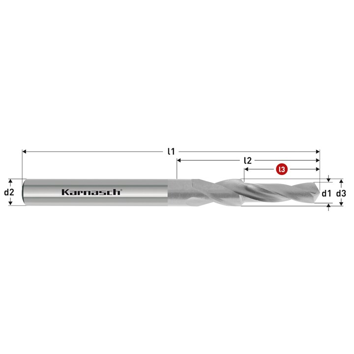 HSS-XE Stub Subland Drill for tapping holes, 90 Degree Countersink