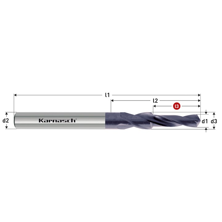 HSS-XE TITAN-TEC Stub Subland Drill for tapping holes, 90 Degree Countersink