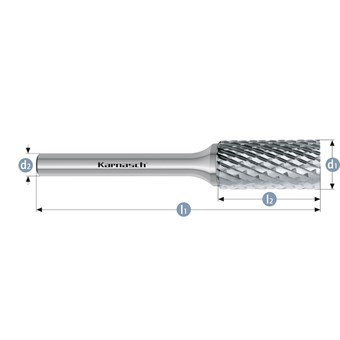 Hartmetall-Frässtift, ZYA, Zylinder ohne Stirnverzahnung, HP-6-VERZAHNUNG, unbeschichtet