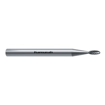 D1= 1.5mm D2= 3mm L1= 38mm L2= 4mm Oval, TRE, E, SE Uncoated, Mini Rotary Burr, Universal Cutting Style