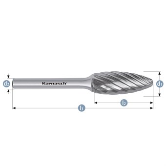 Rotary Burr, Flame, HP9 Inox Cut, Uncoated