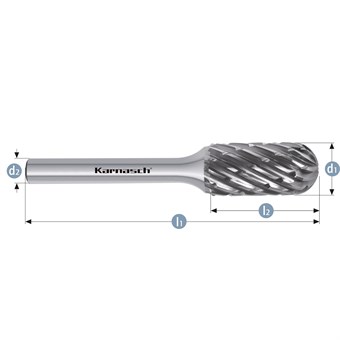 Hartmetall-Frässtift, WRC, Walzenrundform, HP-3-VERZAHNUNG, BLUE-TEC- beschichtet