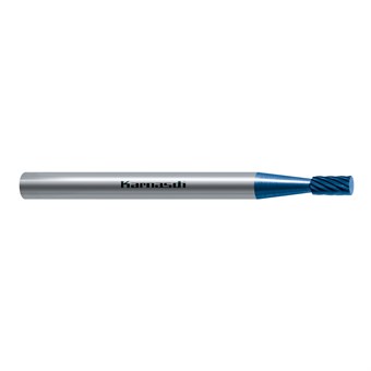 D1= 2mm D2= 3mm L1= 38mm L2= 4mm Zylinder ohne Stirnverzahnung, A, SA BLUE-TEC-beschichtet Mini-Frässtift, Universalverzahnung
