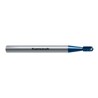 D1= 2mm D2= 3mm L1= 38mm L2= 4mm Cylinder (Ball Nosed), WRC, C, SC BLUE-TEC-beschichtet Mini-Frässtift, Universalverzahnung