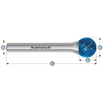 Hartmetall-Frässtift, WKN, Winkel, HP-3-VERZAHNUNG, BLUE-TEC-beschichtet