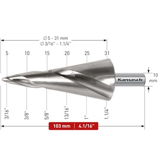 HSS-XE tube and sheet drill, 5-31mm, CBN ground, 2 cutting edges