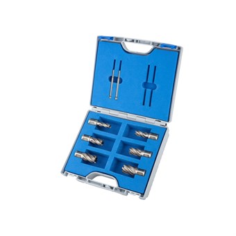 6 Piece Set, HSS-XE Annular Cutters, Weldon Shank, Drill Depth 25mm, Silver Line