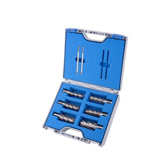 6 Piece Set, HSS-XE Annular Cutters, Weldon Shank, Drill Depth 50mm, Silver Line