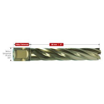 3 Inch HSS-XE Annular Cutters, Nitto/Uni Shank, Gold Line
