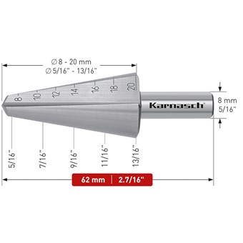 HSS-XE Blechschälbohrer, Durchmesser 8-20 mm, CBN geschliffen, 2 Schneiden