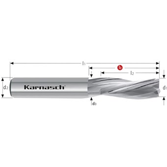 Solid Carbide End Mill, Left-hand Spiral, Right-hand Cutting, Long