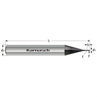 Solid Carbide End Mills, Long, 3 Cutting Edges, HSC, <50 HRC
