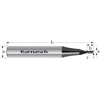Solid Carbide End Mills, Long, Corner Radius, 3 Cutting Edges, HSC, <50 HRC