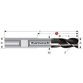 Solid Carbide End Mill, Long, <45 HRC, DIN 6535 Form HB