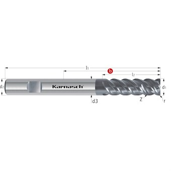 Solid Carbide End Mill, Corner Radius, Extra Long, Rockwell Cutter