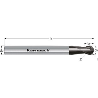 Solid Carbide 3D Ball Nose End Mill, Short, Rockwell Cutter