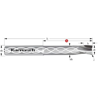 PCD Corner Radius End Mill, Positive, Internal Cooling