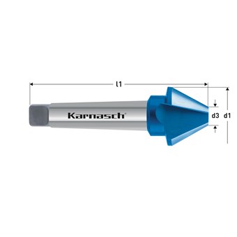 HSS-XE Blue-Tec Coated Taper/Deburring Countersink, DIN 334, Type D, 60 Degree, Morse taper
