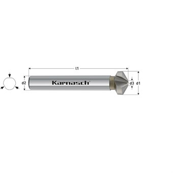 HSS-XE Taper/Deburring Countersink, Type C, 120 Degree, 3 Flat Sided Shank