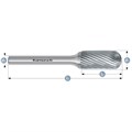 Hartmetall-Frässtift, WRC, Walzenrundform, HP-2-VERZAHNUNG, unbeschichtet