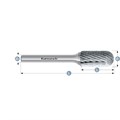 Hartmetall-Frässtift, WRC, Walzenrundform, HP-1-VERZAHNUNG, unbeschichtet