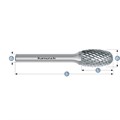 Rotary Burr, TRE, Oval, HP6 Cut, Uncoated